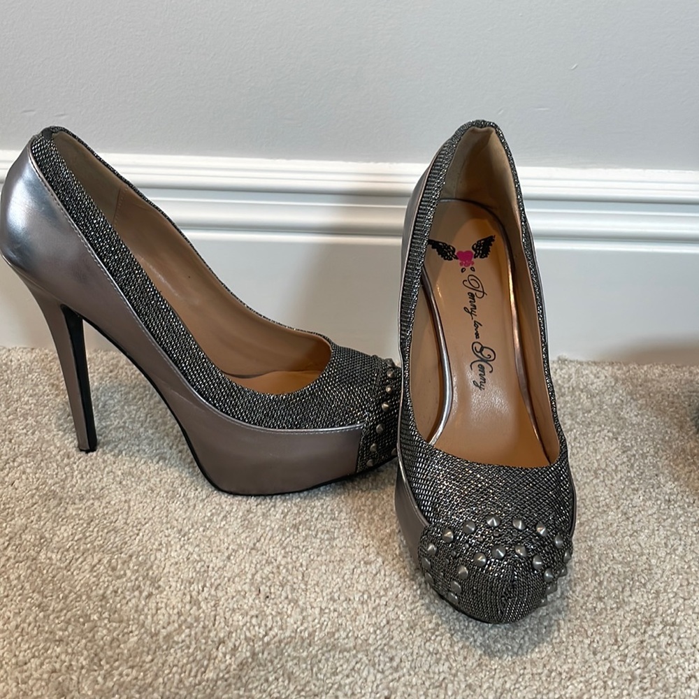 Silver stud platform heels